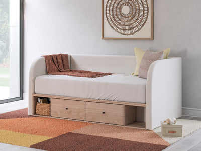 Lavish Furniture Outlet - Ashley Furniture - Arloster Bedroom - Twin Upholstered Day Bed with Storage / Tan/White - PCB1566B9
