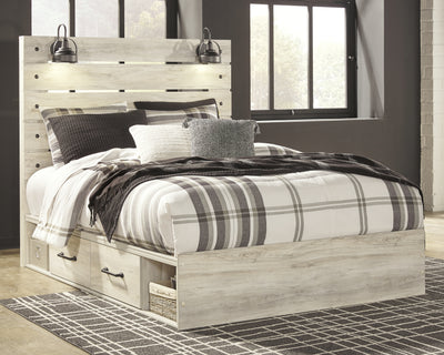 Lavish Furniture Outlet - Ashley Furniture - Cambeck Bedroom - Queen Panel Bed with 2 Storage Drawers / Whitewash - B192B17