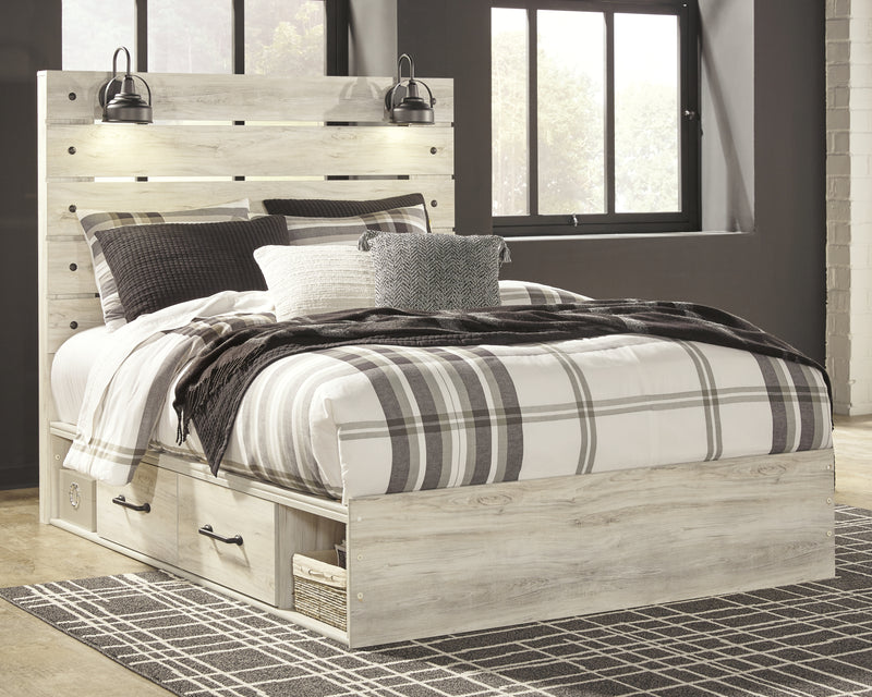 Lavish Furniture Outlet - Ashley Furniture - Cambeck Bedroom - Queen Panel Bed with 2 Storage Drawers / Whitewash - B192B17