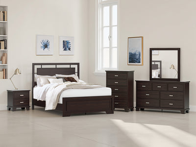 Lavish Furniture Outlet - Ashley Furniture - Covetown Bedroom - Queen Panel Bed / Dark Brown - B441B6