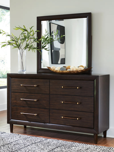 Lavish Furniture Outlet - Ashley Furniture - Dantenton Bedroom - Dresser and Mirror / Merlot - B611B1