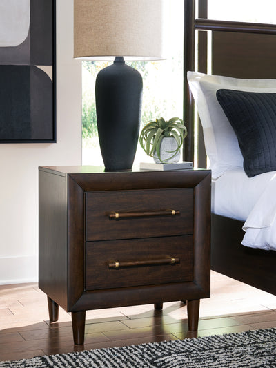 Lavish Furniture Outlet - Ashley Furniture - Dantenton Bedroom - Two Drawer Night Stand / Merlot - B611-92