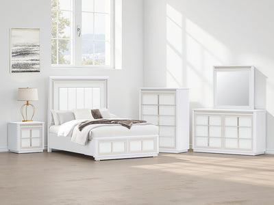 Lavish Furniture Outlet - Ashley Furniture - Chalanna Bedroom - Queen Upholstered Storage Bed / White - B822B2