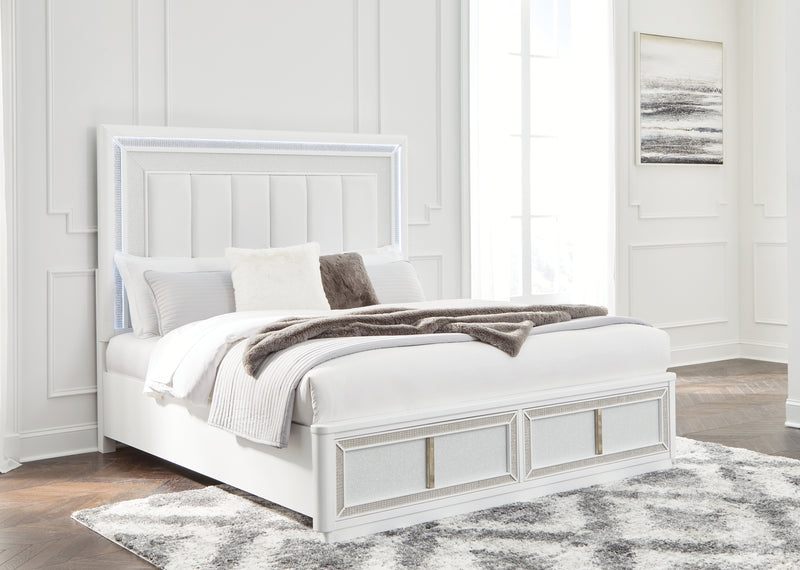 Lavish Furniture Outlet - Ashley Furniture - Chalanna Bedroom - California King Upholstered Storage Bed / White - B822B5