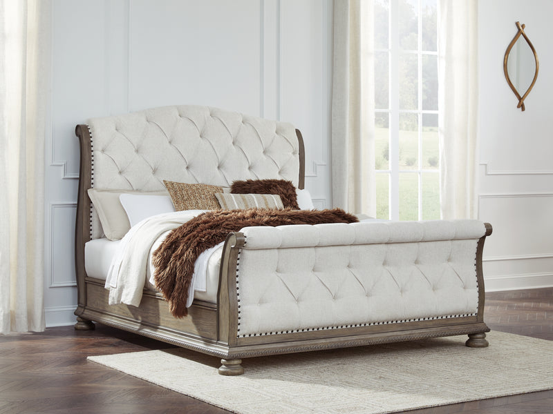 Lavish Furniture Outlet - Ashley Furniture - Ardenfield Bedroom - California King Upholstered Sleigh Bed / Light Brown - B944B5
