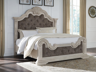 Lavish Furniture Outlet - Ashley Furniture - Bruchandi Bedroom - King Upholstered Panel Bed / Antique White - PCB948B4