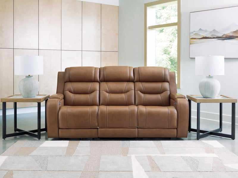 Lavish Furniture Outlet - Ashley Furniture - Knightington Living Room - PWR REC Sofa w/Audio Seating / Caramel - PCU1160015A