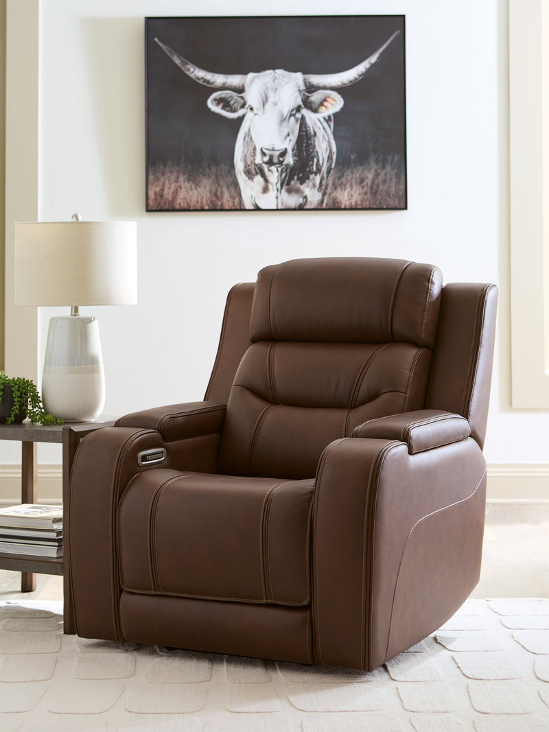 Lavish Furniture Outlet - Ashley Furniture - Knightington Living Room - PWR REC Sofa w/Audio Seating / Brown - PCU1160215A